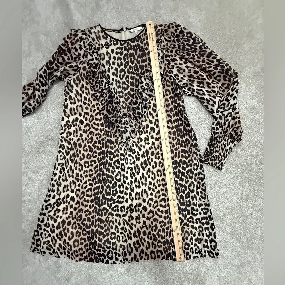 Gianni - Mullin Georgette Ruffle Mini Dress - Leopard - size 8 - EXCELLENT Cond - Picture 9 of 14